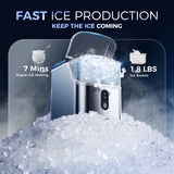 Simzlife Nugget Ice Maker Countertops, 35.9lbs Per Day Portable Pebble ice machine, Crushed Sonic ice maker with Soft Chewable Ice for Home, Party, RV, Camping, Stainless Steel Silver
