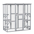 PawHut Wooden Catio Enclosure with Weather Protection, 6 Platforms, Outdoor, Large, 71" x 38.5" x 71"