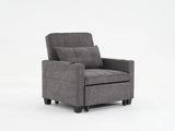 Convertible Futon Sofa Bed, 3-in-1 Multi-Functional Sleeper Chair Bed with USB Ports, Adjustable Backrest Recliner,for Living Room Bedroom Small Space, Tech Cloth, Dark Grey