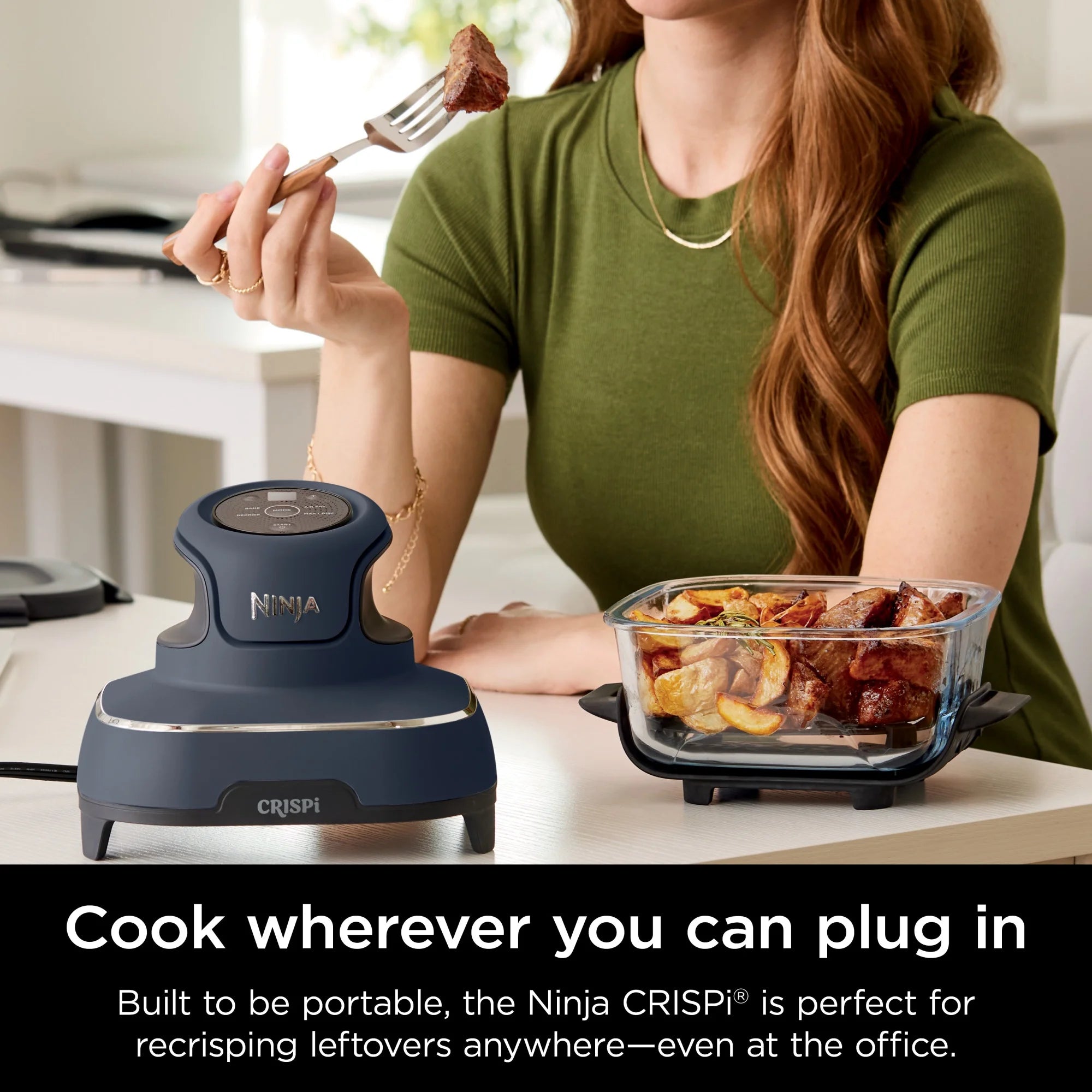 Ninja Crispi 4-in-1 Portable Glass Air Fryer Cooking System, 4-Qt & 6-Cup Containers, Cyberspace