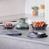 Ninja Crispi 4-in-1 Portable Glass Air Fryer Cooking System, 4-Qt & 6-Cup Containers, Cyberspace