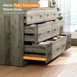 Ktaxon 6 Drawer Double Dresser Wood Dresser Storage Cabinet Drawer Organizer Chest Of Drawers, White
