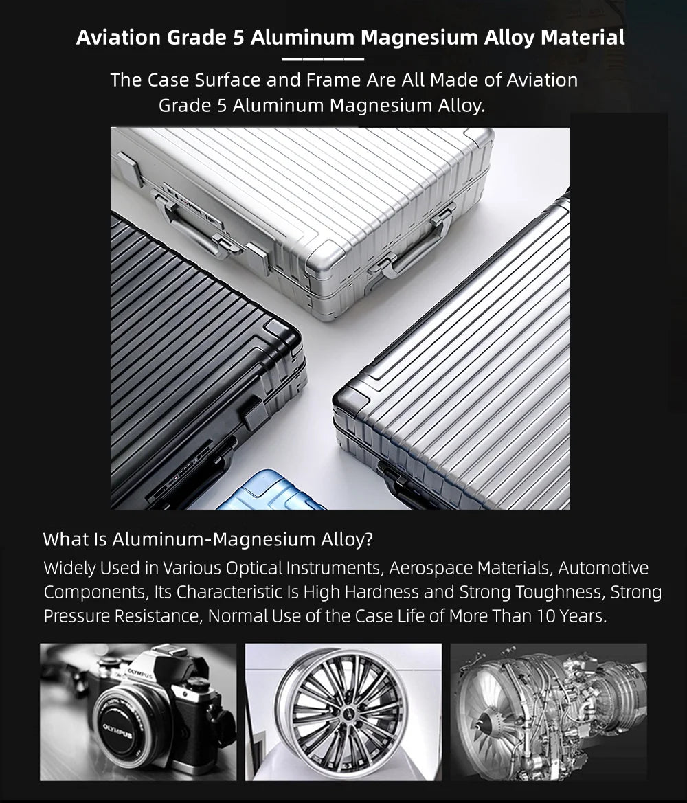 All Aluminum Hardshell Luggage, Airline Approved Zipperless Hardside Carry on Suitcase with Spinner Wheels, Checked Aluminium Luggage Metal Rolling Luggage Case for Travel, Business