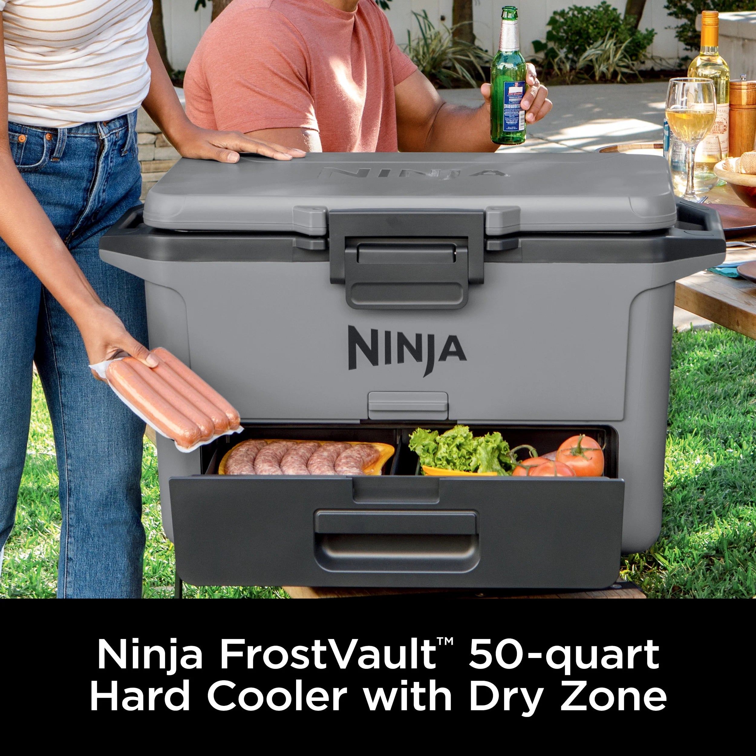 Ninja FrostVault 50qt Hard Cooler with Dry Zone, Gray, FB151GY