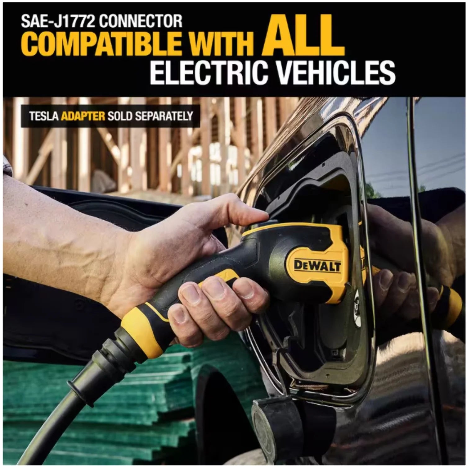DEWALT Level-2 Portable Electric Vehicle EV Charger up to 16 Amps, 120-240-Volt AC 3.8 KW, 25 Ft. Cable, Weatherproof