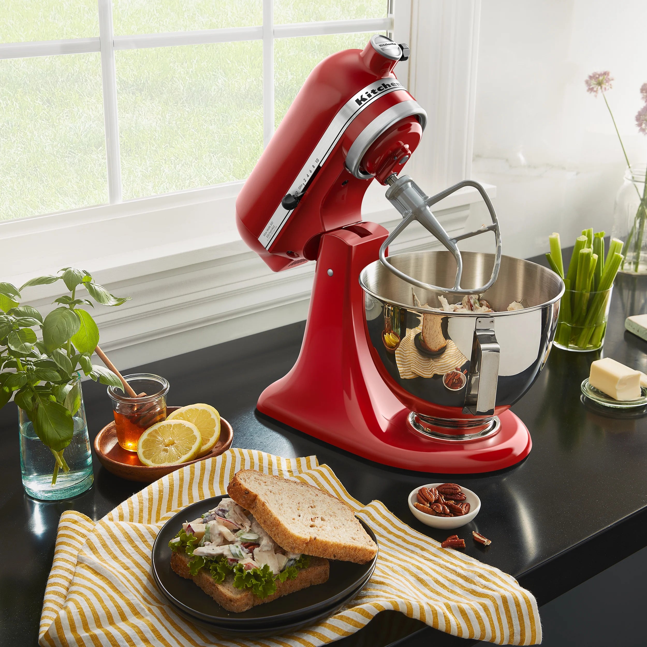 KitchenAid Deluxe Series 4.5 Quart Tilt-Head Stand Mixer with Stainless Bowl, Contour Silver, KSM97CU