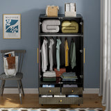 Armoire Wardrobe Closet, Closet Wardrobe Cabinet with Drawers and Hanging Rail for Bedroom, White