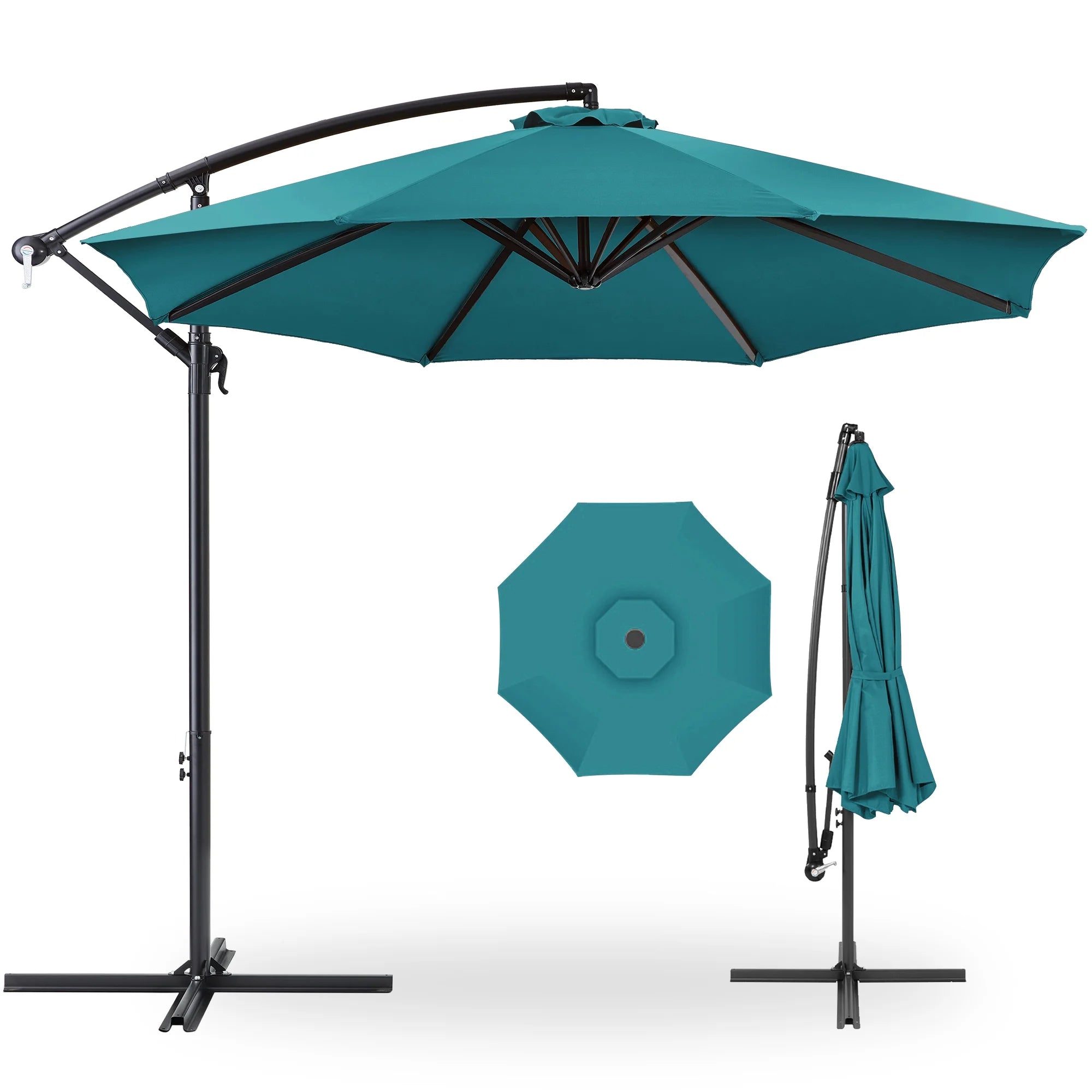 Best Choice Products 10ft Offset Hanging Outdoor Market Patio Umbrella w/ Easy Tilt Adjustment - Tan