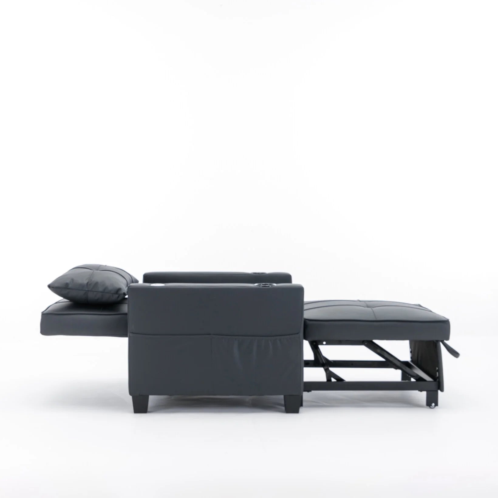 Convertible Futon Sofa Bed, 3-in-1 Multi-Functional Sleeper Chair Bed with USB Ports, Adjustable Backrest Recliner,for Living Room Bedroom Small Space, Tech Cloth, Dark Grey