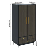 Armoire Wardrobe Closet, Closet Wardrobe Cabinet with Drawers and Hanging Rail for Bedroom, White