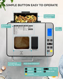 Simzlife 25-in-1 Bread Maker Machine, 2LB Capacity for Dough & Bread with Automatic Fruit and Nut Dispenser, Stainless Steel Construction