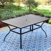6-Person Outdoor Rectangular Metal Dining Table with Umbrella Hole, All-Weather Resistance Patio Table, Black