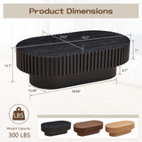 FFH 43.7 inch Oval Coffee Table for Living Room,Handcraft Rustic Corner Coffee Table Nature Wood Relief Sturdy Pedestal for Apartmen,Side Table Centre Table,Nature Wood