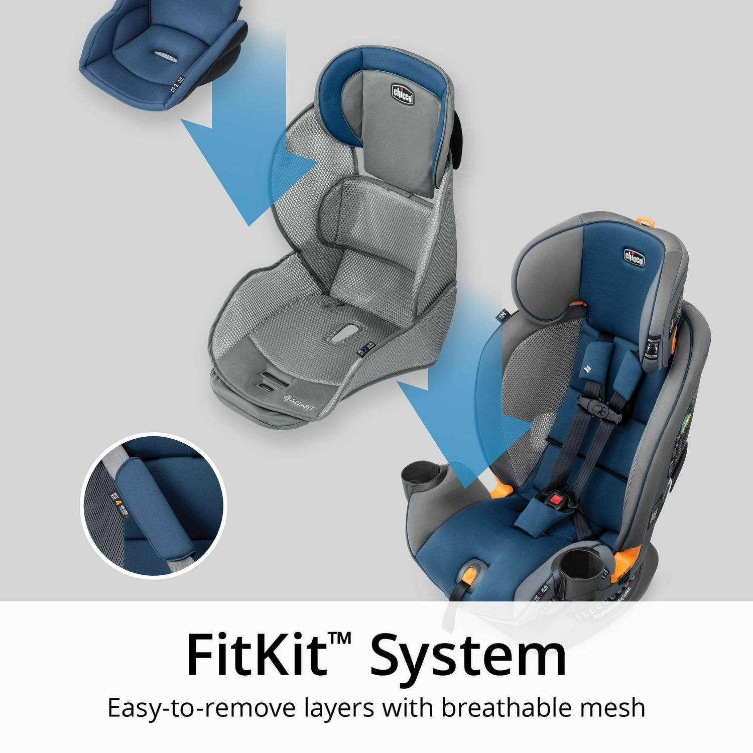 Chicco Fit4 Adapt 4-in-1 Convertible Car Seat - Vapor (Grey)