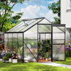 8x6 FT Greenhouse with Lockable Hinged Door Vent Window, Polycarbonate Walk-in Winter Greenhouse Sunroom, Black