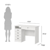 Tvilum Walden 5 Drawer Office Desk with 1 Locking Drawer for Adults, White