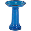 207104-BT Aviatra Ceramic Traditional Garden Bird Bath, Bright Blue