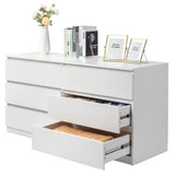 Ktaxon 6 Drawer Double Dresser Wood Dresser Storage Cabinet Drawer Organizer Chest Of Drawers, White