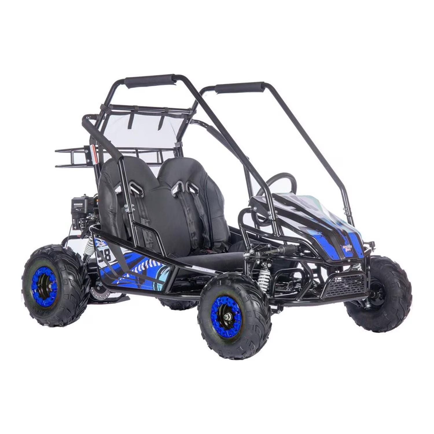 MotoTec Mud XL 212cc 2 Seat Go Kart Full Suspension Blue
