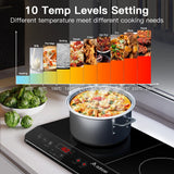 Aobosi Double Induction Cooktop with 2 Burners, 1800W Electric Stove Cooktop with Sensor Touch, 10 Temperature 9 Power Settings