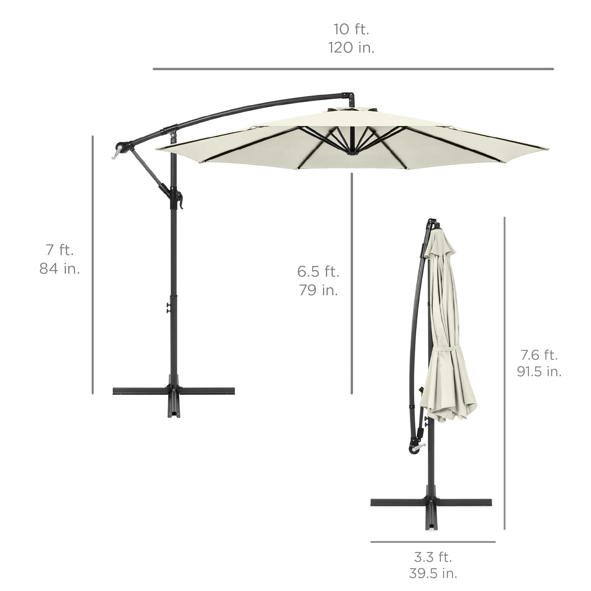 Best Choice Products 10ft Offset Hanging Outdoor Market Patio Umbrella w/ Easy Tilt Adjustment - Tan