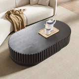 FFH 43.7 inch Oval Coffee Table for Living Room,Handcraft Rustic Corner Coffee Table Nature Wood Relief Sturdy Pedestal for Apartmen,Side Table Centre Table,Nature Wood