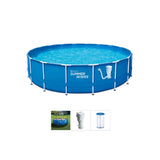 Open Box Active 10 Foot Metal Frame Above Ground Pool Set w/ Pump