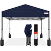 12x12ft Easy Setup Pop Up Canopy w/ 1-Button Setup, Wheeled Case, 4 Weight Bags - Navy Blue