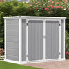 Shed and Outdoor Storage, 41 Cu.Ft Small Outdoor Resin Shed with 3 Doors & Floor, 306GAL Deck Box Waterproof Plastic Tool Storage Shed for Cushion Lawn Mower Garbage Cans