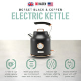 Haden Dorset 1.7 Liter Electric Water Kettle with Base, Putty & Chrome