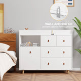 OXYLIFE 45" Baby Nursery Changing Table Dresser with 4 Drawers and Shelf for Nursery Room, White