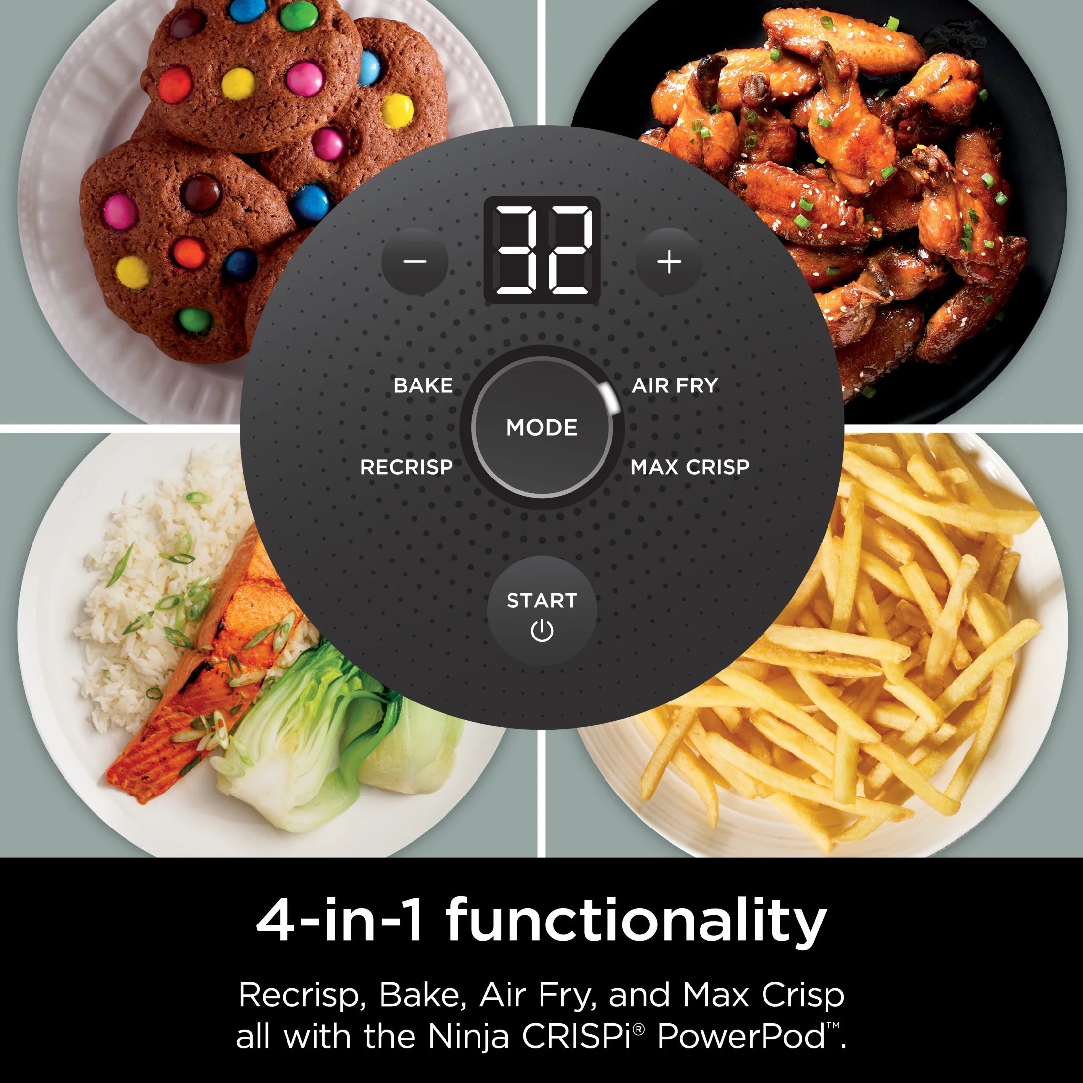 Ninja Crispi 4-in-1 Portable Glass Air Fryer Cooking System, 4-Qt & 6-Cup Containers, Cyberspace