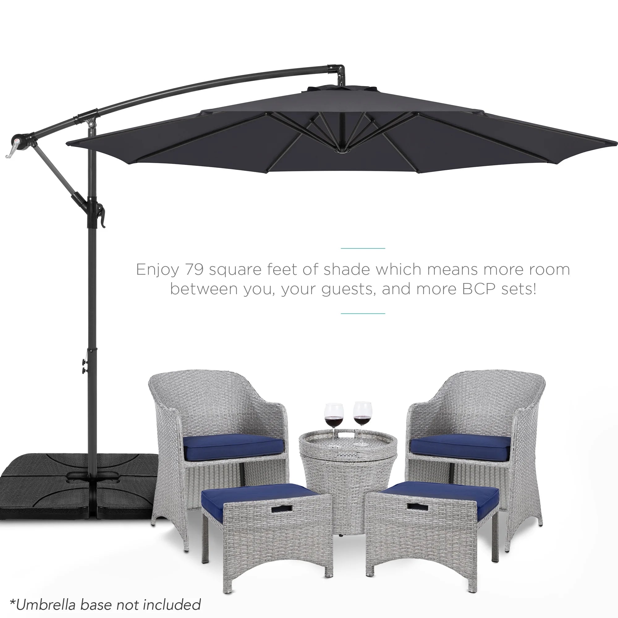 Best Choice Products 10ft Offset Hanging Outdoor Market Patio Umbrella w/ Easy Tilt Adjustment - Tan