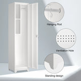 Marcree Slim Broom Storage Cabinet, Metal Cabinet with Shelves and Hanging Rod, 65" Utility Storage Cabinet with Locking Door, Tall Cleaning Storage Cabinet for Kitchen, Pantry, Office, Shop, Garage