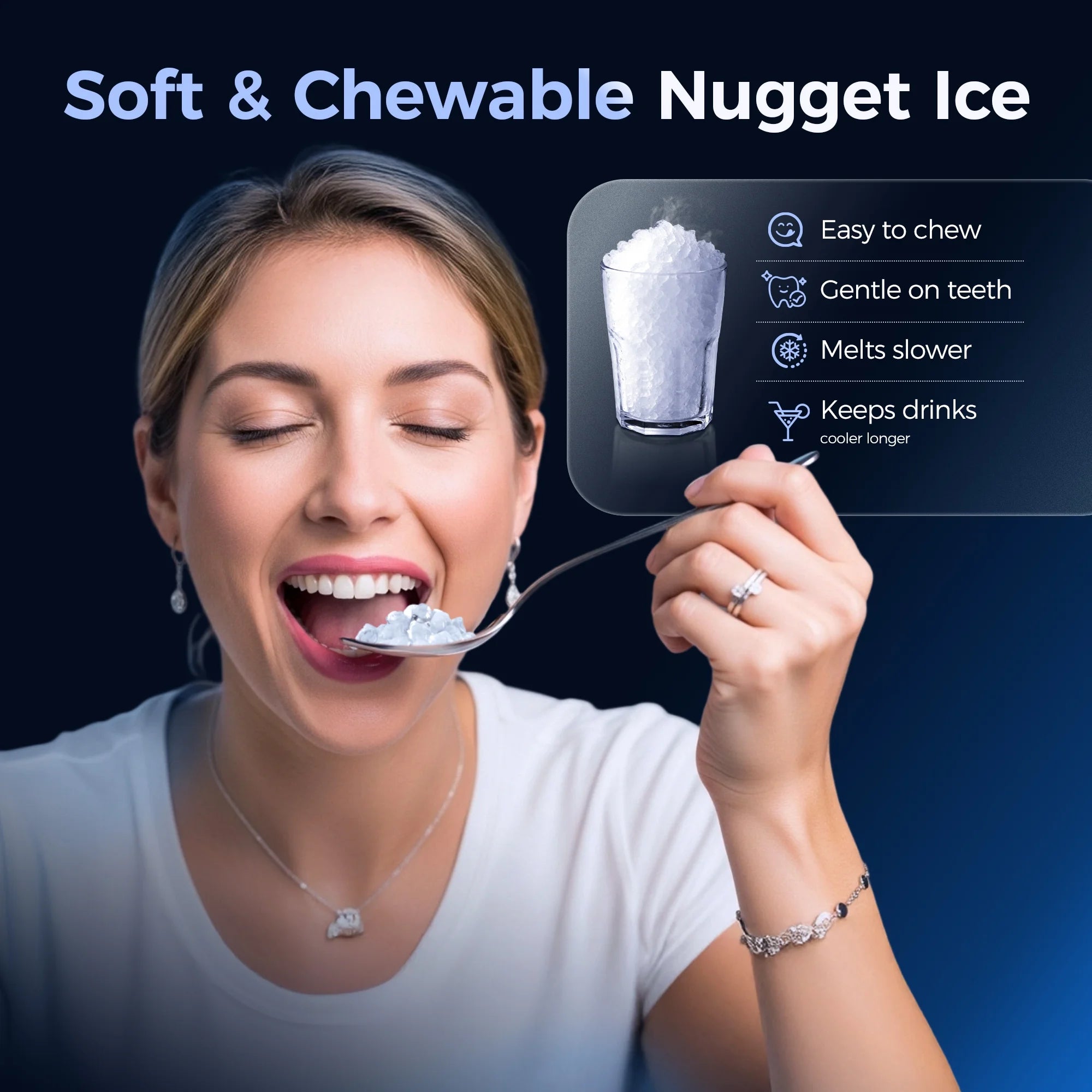 Simzlife Nugget Ice Maker Countertops, 35.9lbs Per Day Portable Pebble ice machine, Crushed Sonic ice maker with Soft Chewable Ice for Home, Party, RV, Camping, Stainless Steel Silver