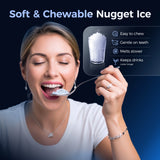 Simzlife Nugget Ice Maker Countertops, 35.9lbs Per Day Portable Pebble ice machine, Crushed Sonic ice maker with Soft Chewable Ice for Home, Party, RV, Camping, Stainless Steel Silver