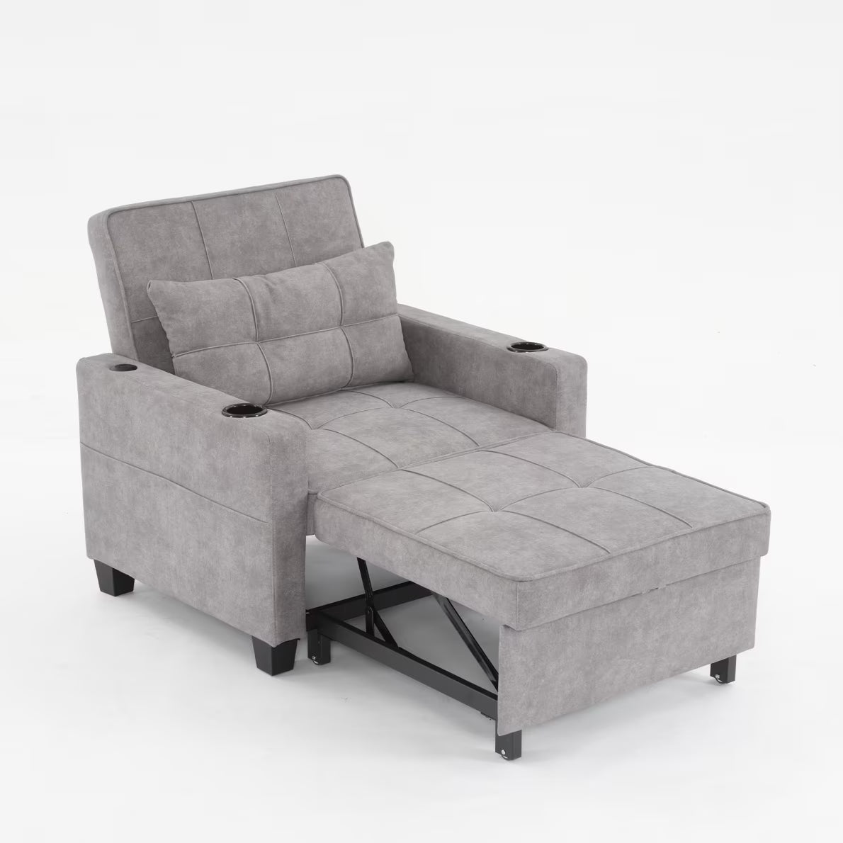 Convertible Futon Sofa Bed, 3-in-1 Multi-Functional Sleeper Chair Bed with USB Ports, Adjustable Backrest Recliner,for Living Room Bedroom Small Space, Tech Cloth, Dark Grey