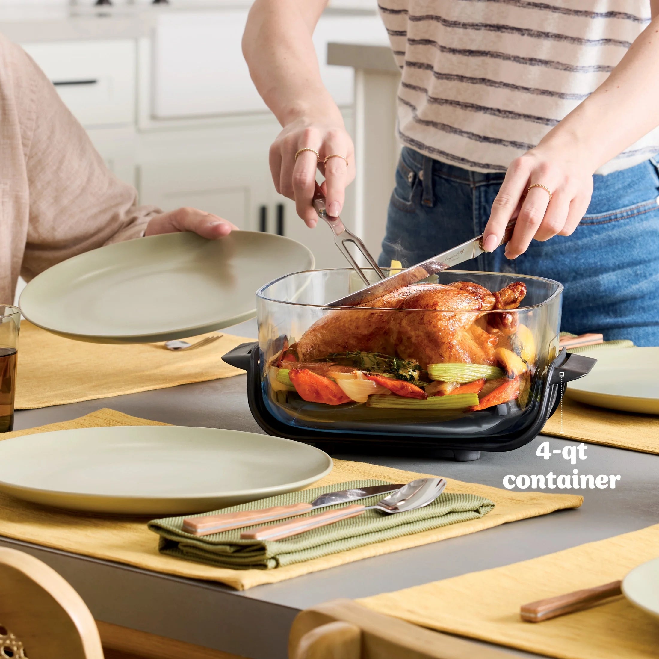 Ninja Crispi 4-in-1 Portable Glass Air Fryer Cooking System, 4-Qt & 6-Cup Containers, Cyberspace