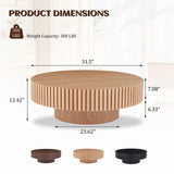 FFH 43.7 inch Oval Coffee Table for Living Room,Handcraft Rustic Corner Coffee Table Nature Wood Relief Sturdy Pedestal for Apartmen,Side Table Centre Table,Nature Wood