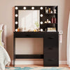 Lacoo Vanity Desk with Mirror and LED Lights, Makeup Vanity with 7 Drawers & 4 Shelves, Vanity Table with Power Outlet for Bedroom Dressing Room, White