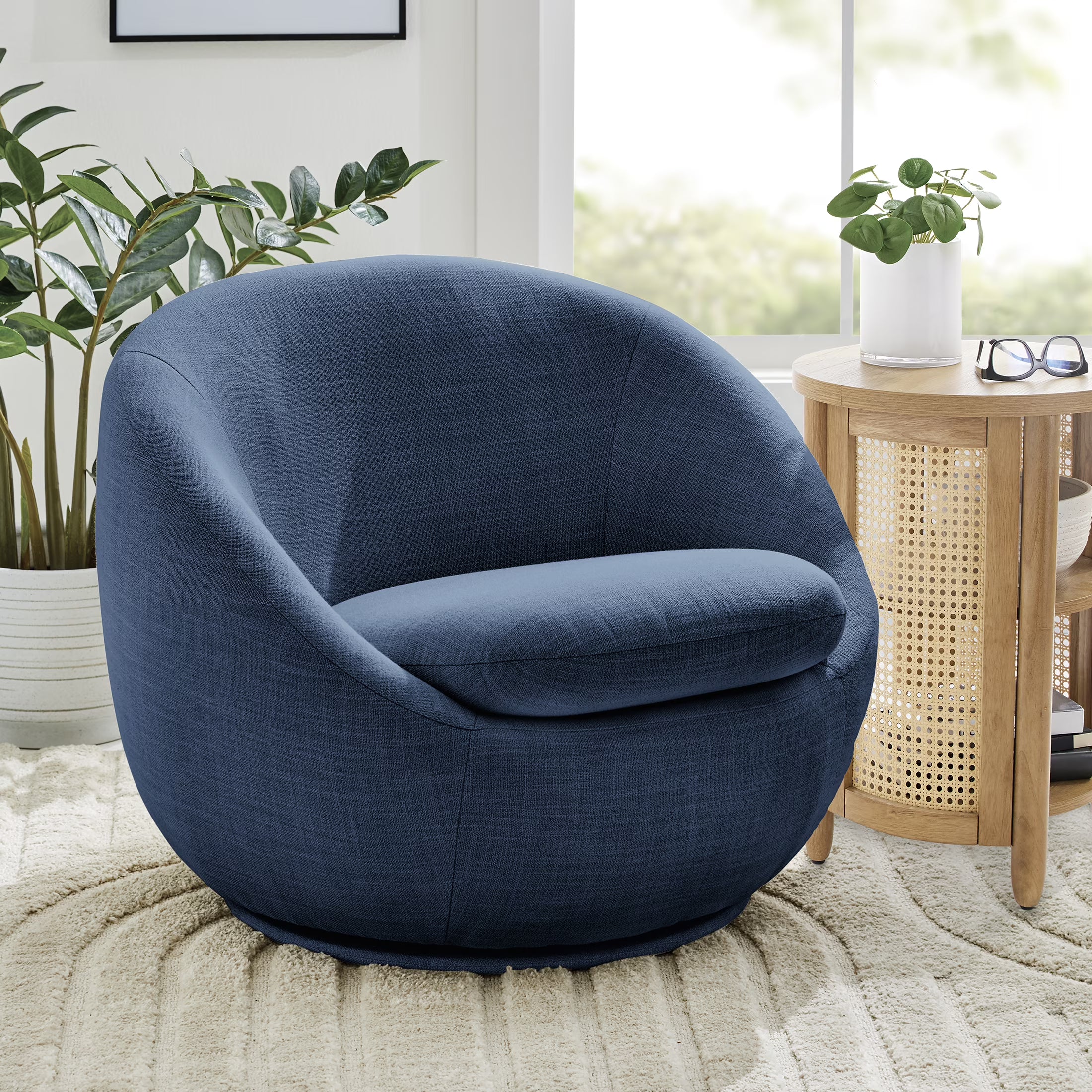 Better Homes & Gardens Mira Swivel Accent Chair, Cream Shearling