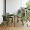 Playa 5-Piece Outdoor Patio Metal Frame Dining Table Set with Stackable Patio Dining Chairs, Olive Green