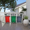 7.3' W Outdoor Garbage Bin Storage, Metal Storage Shed for 3 Trash Cans Tools, Waterproof Trash Can Storage