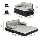 Inflatable Air Sofa Bed 2-in-1 Backrest Couch Airbed With Headboard And Pump Convertible Blow Up Bed Mattress For Home, Camping, And Guests, Living Room Furniture, Queen Size
