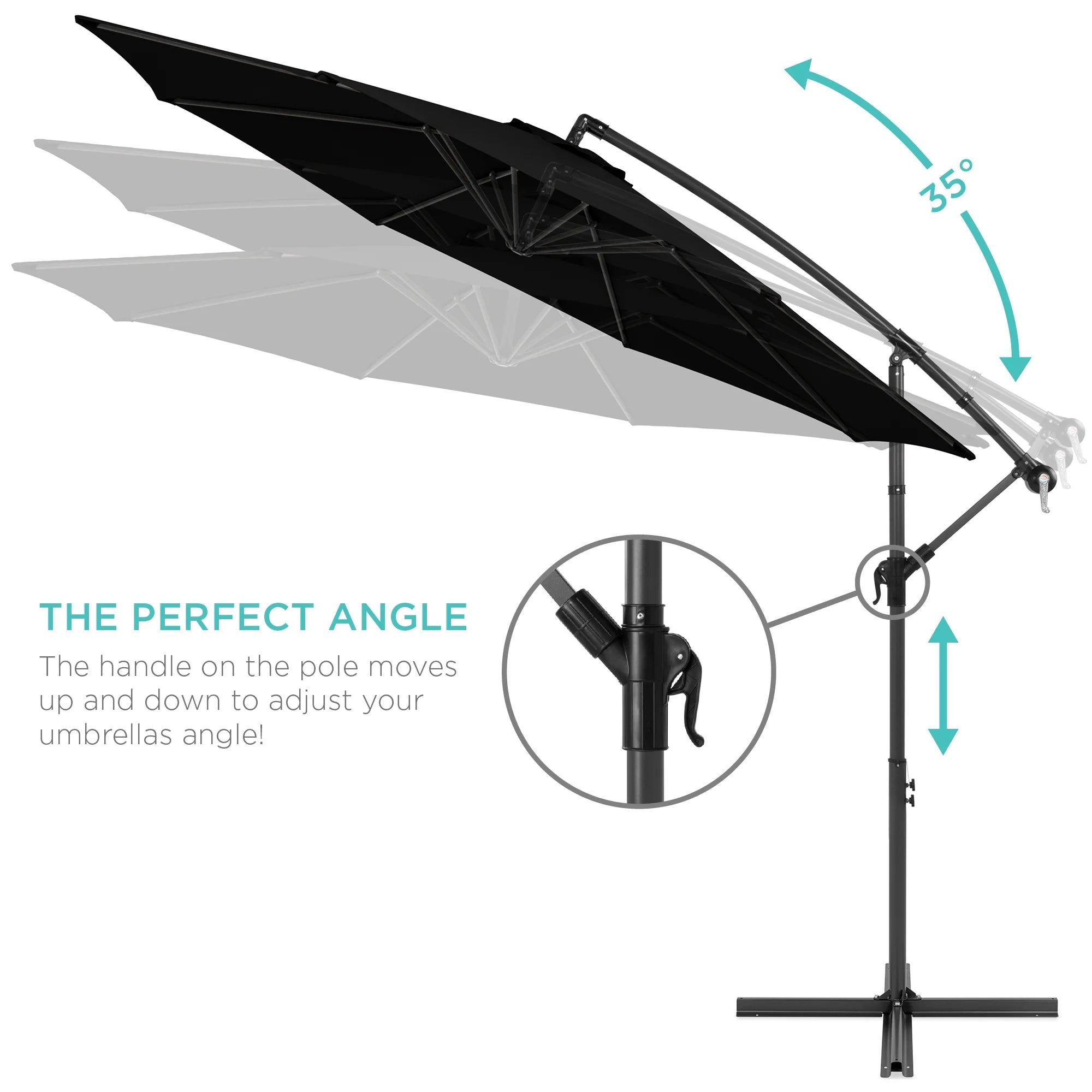 Best Choice Products 10ft Offset Hanging Outdoor Market Patio Umbrella w/ Easy Tilt Adjustment - Tan