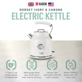 Haden Dorset 1.7 Liter Electric Water Kettle with Base, Putty & Chrome