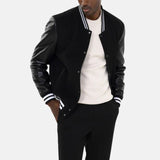 Mens Black Wool Varsity Jacket