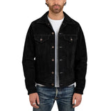 Arlen Black Trucker Suede Leather Jacket