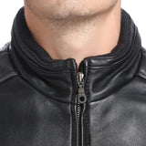 Men's Black Real sheepskin Bomber Leather Jacket