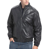Men's Black Real sheepskin Bomber Leather Jacket
